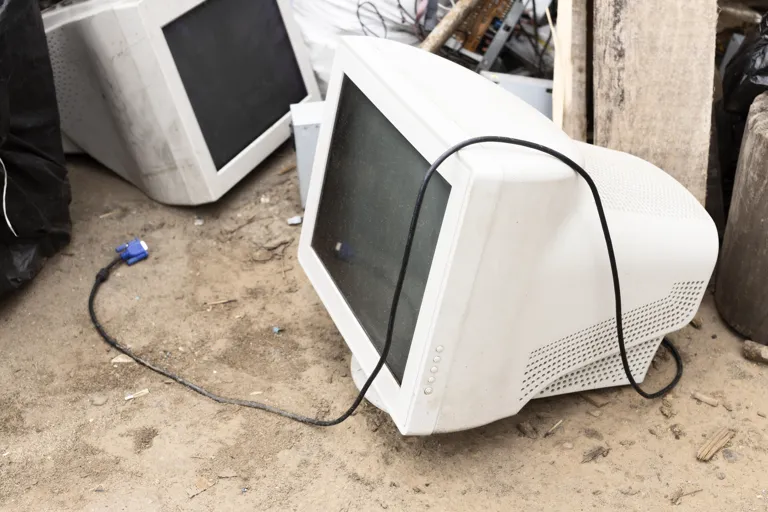 Stare monitory CRT wyrzucone razem z innymi elektroodpadami